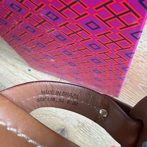 Tory Burch Miller Leather Sandals Vintage Vachetta 8.5 Tan Cognac Flip flops - Picture 7 of 7